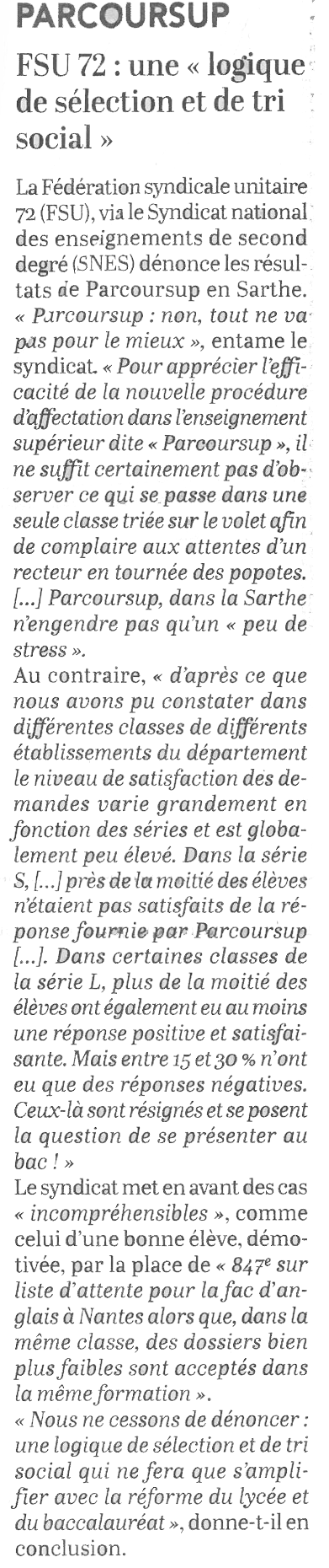 communique parcoursup